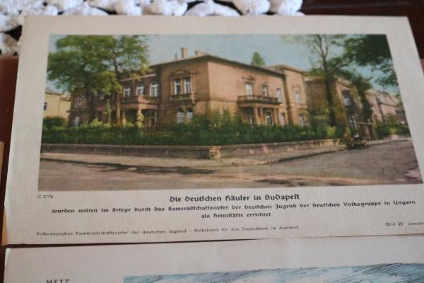 drei Farbdrucke - Metz, Budapest und Straßburg - Volksdeutsches Kameradschaftsopfer der deutschen Jugend 1940/41